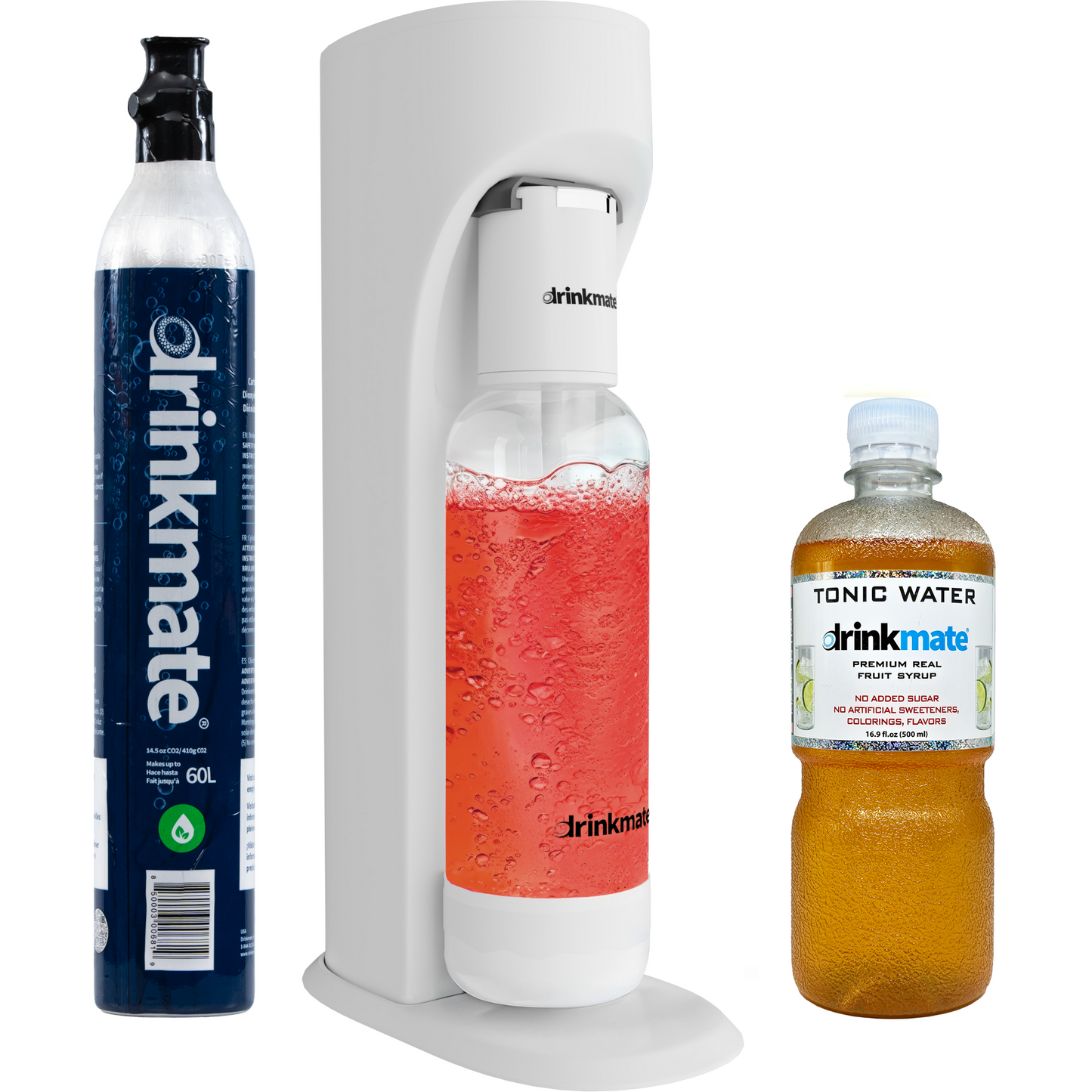 OmniFizz Tonic Bundle - Sparkling Water and Soda Maker, with 60L CO2 Cylinder and Tonic Syrup