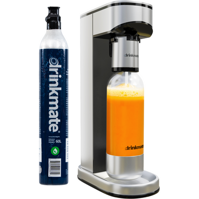 LUX Stainless-Steel Sparkling Water and Soda Maker, Carbonates ANY Drink, PET Stainless-Steel Base & Cap Bottle with 60L CO2 Cylinder
