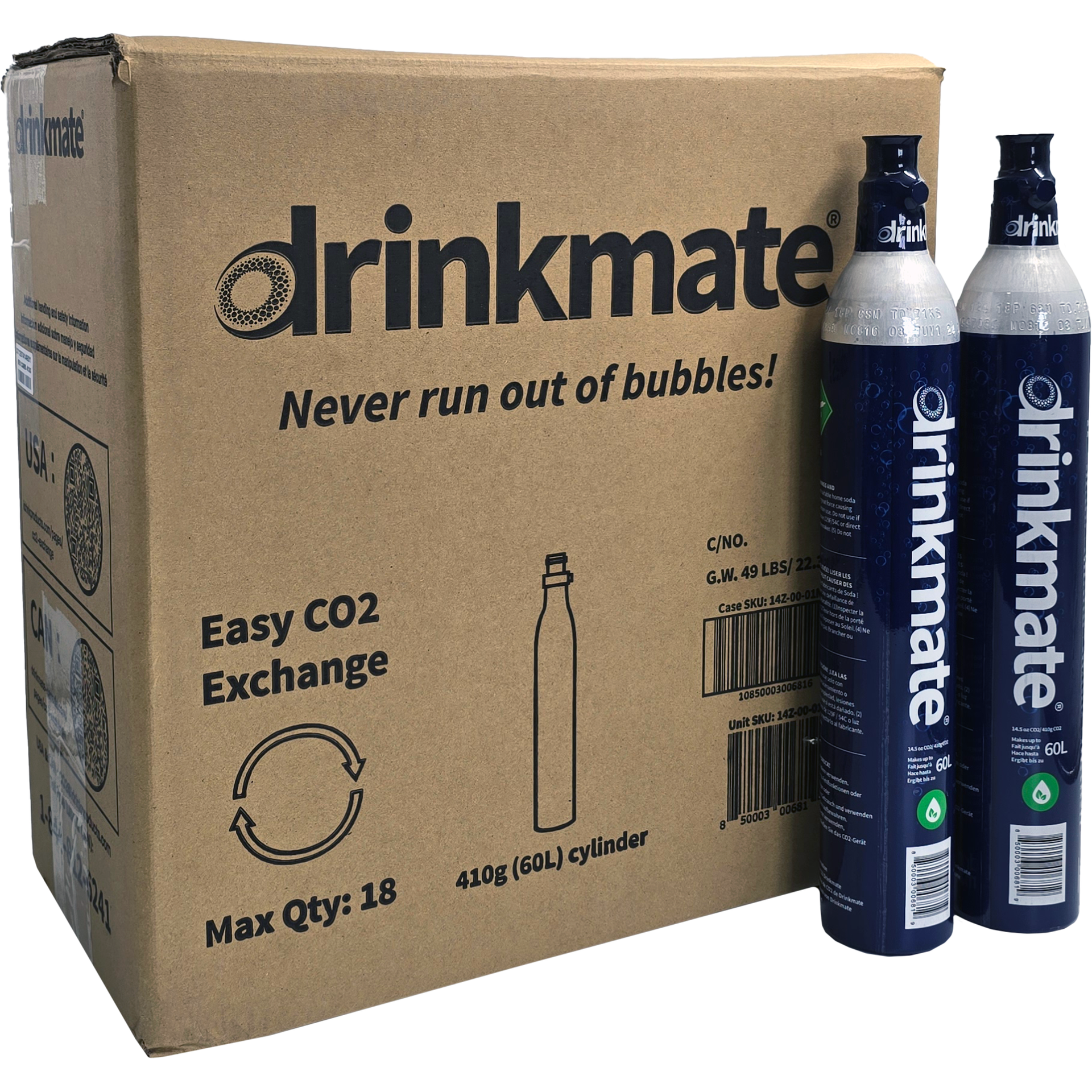 60L CO2 Cylinders - 18 pack Master Carton – Drinkmate USA