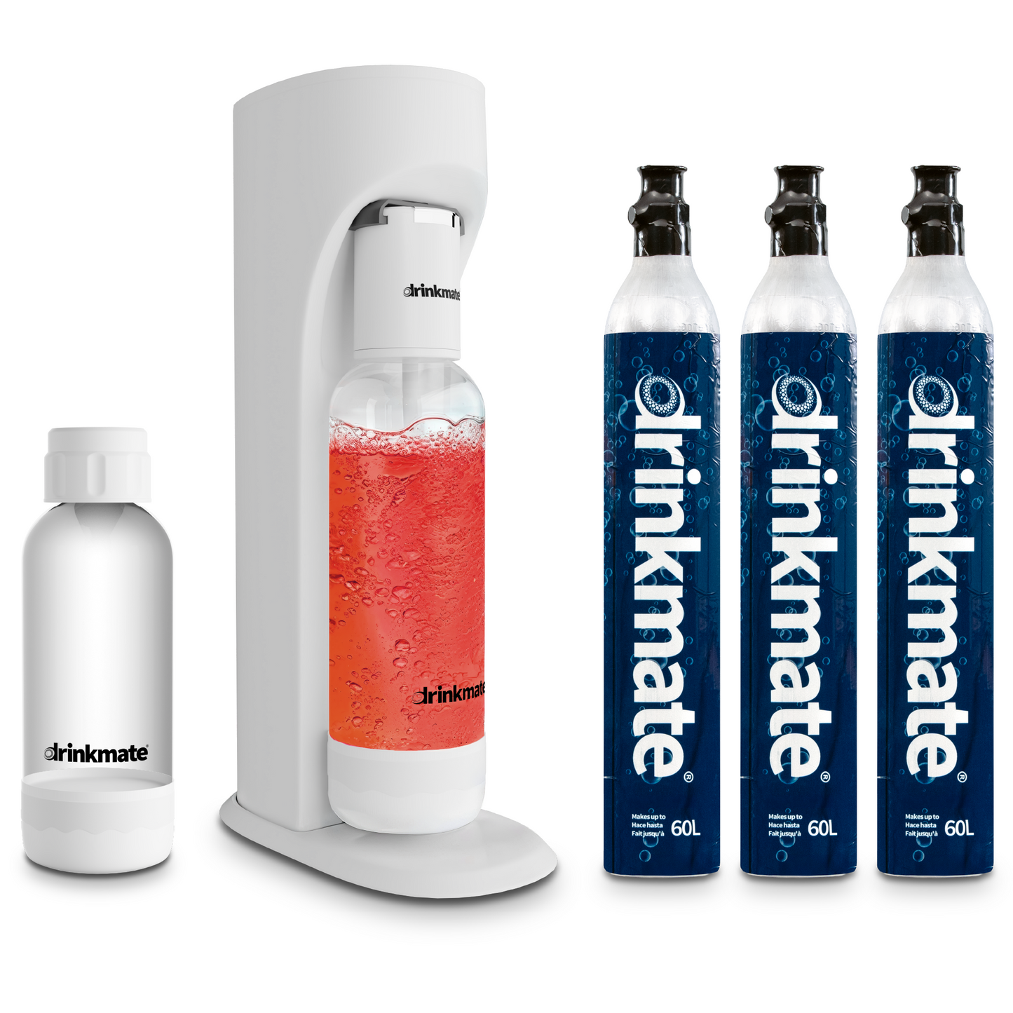 OmniFizz Ultimate Bundle - Sparkling Water and Soda Maker with Three 60L CO2 Cylinders and 0.5L Bottle