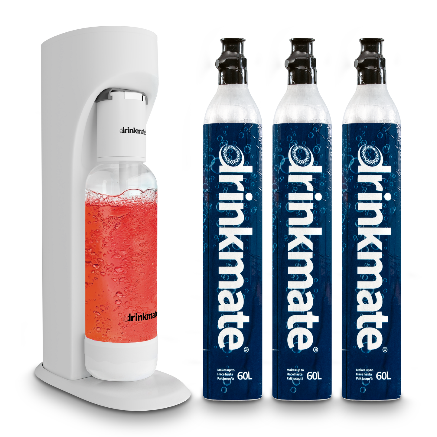 OmniFizz Plus Kit - Sparkling Water and Soda Maker with Three 60L CO2 Cylinders