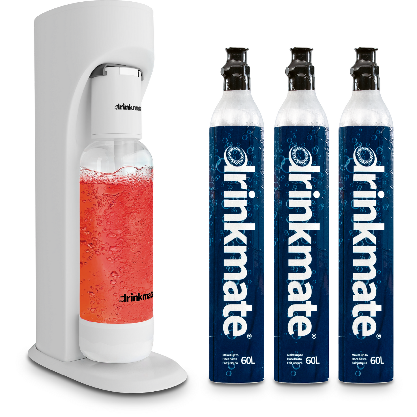 OmniFizz Plus Kit - Sparkling Water and Soda Maker with Three 60L CO2 Cylinders
