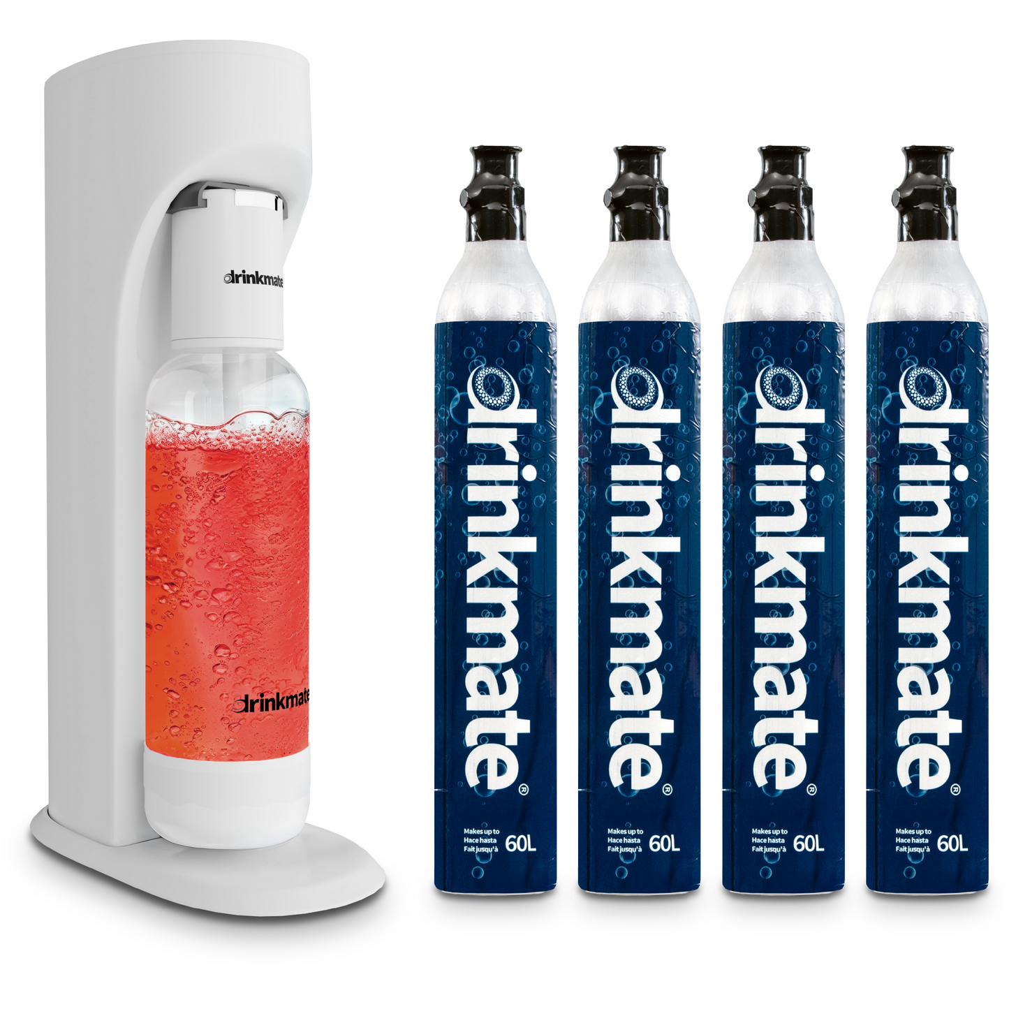 OmniFizz Premium Kit - Sparkling Water and Soda Maker with Four 60L CO2 Cylinders