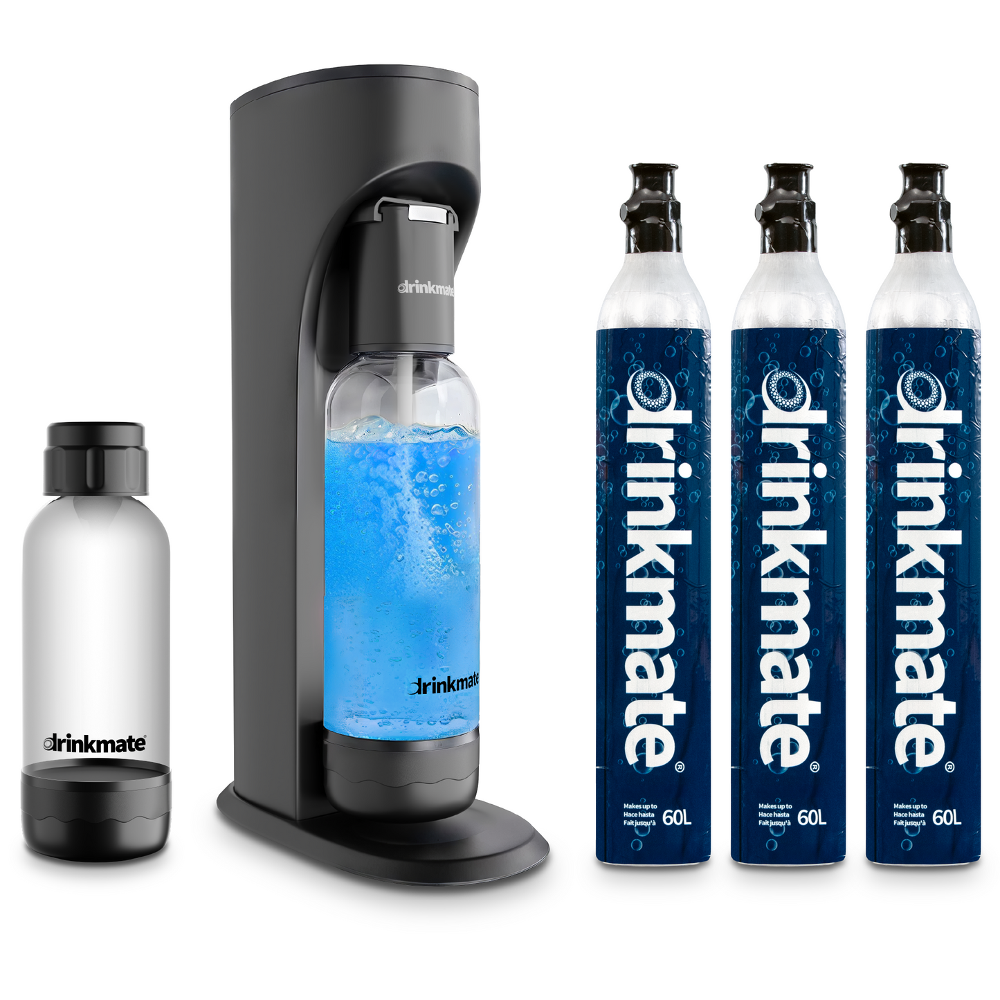OmniFizz Ultimate Bundle - Sparkling Water and Soda Maker with Three 60L CO2 Cylinders and 0.5L Bottle