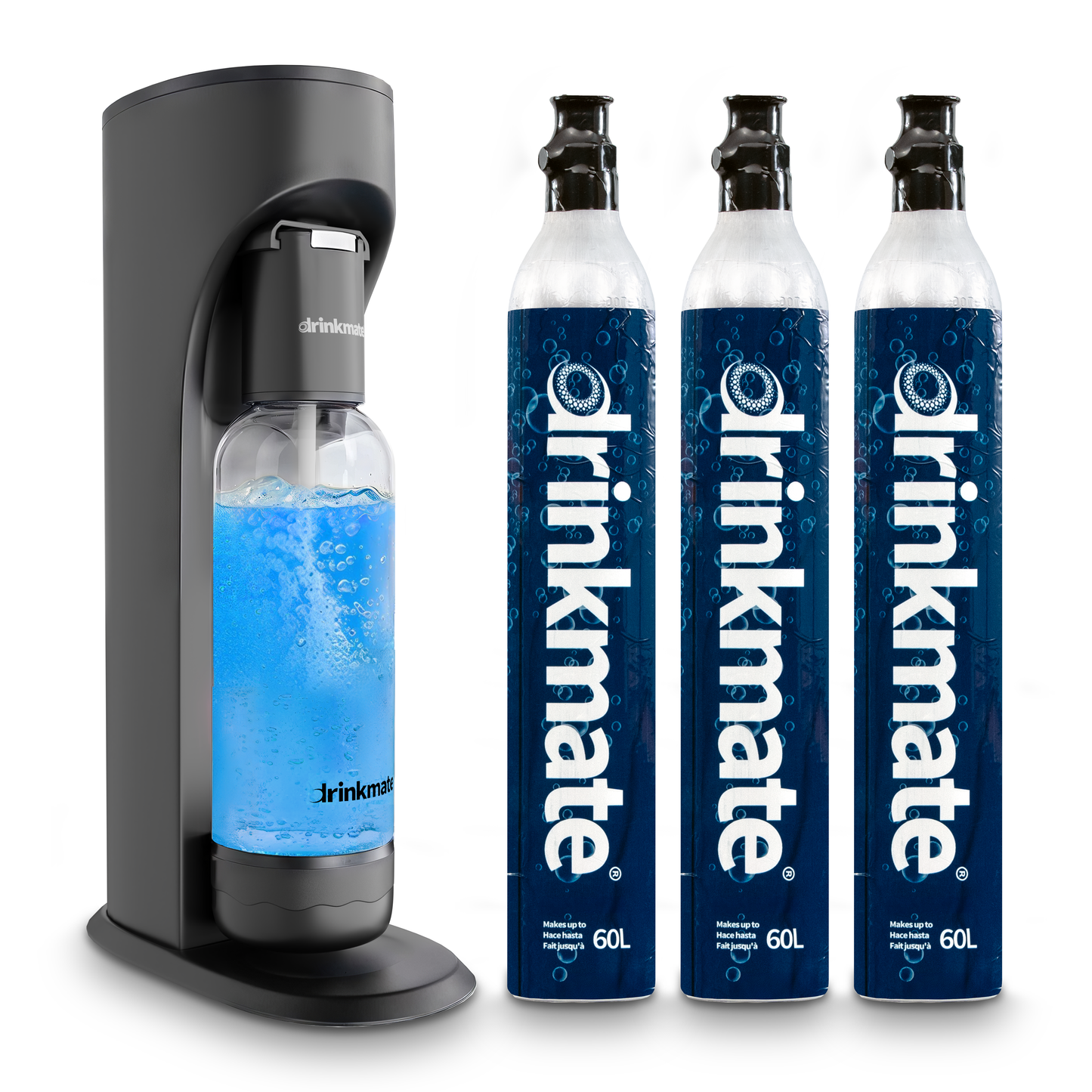 OmniFizz Plus Kit - Sparkling Water and Soda Maker with Three 60L CO2 Cylinders