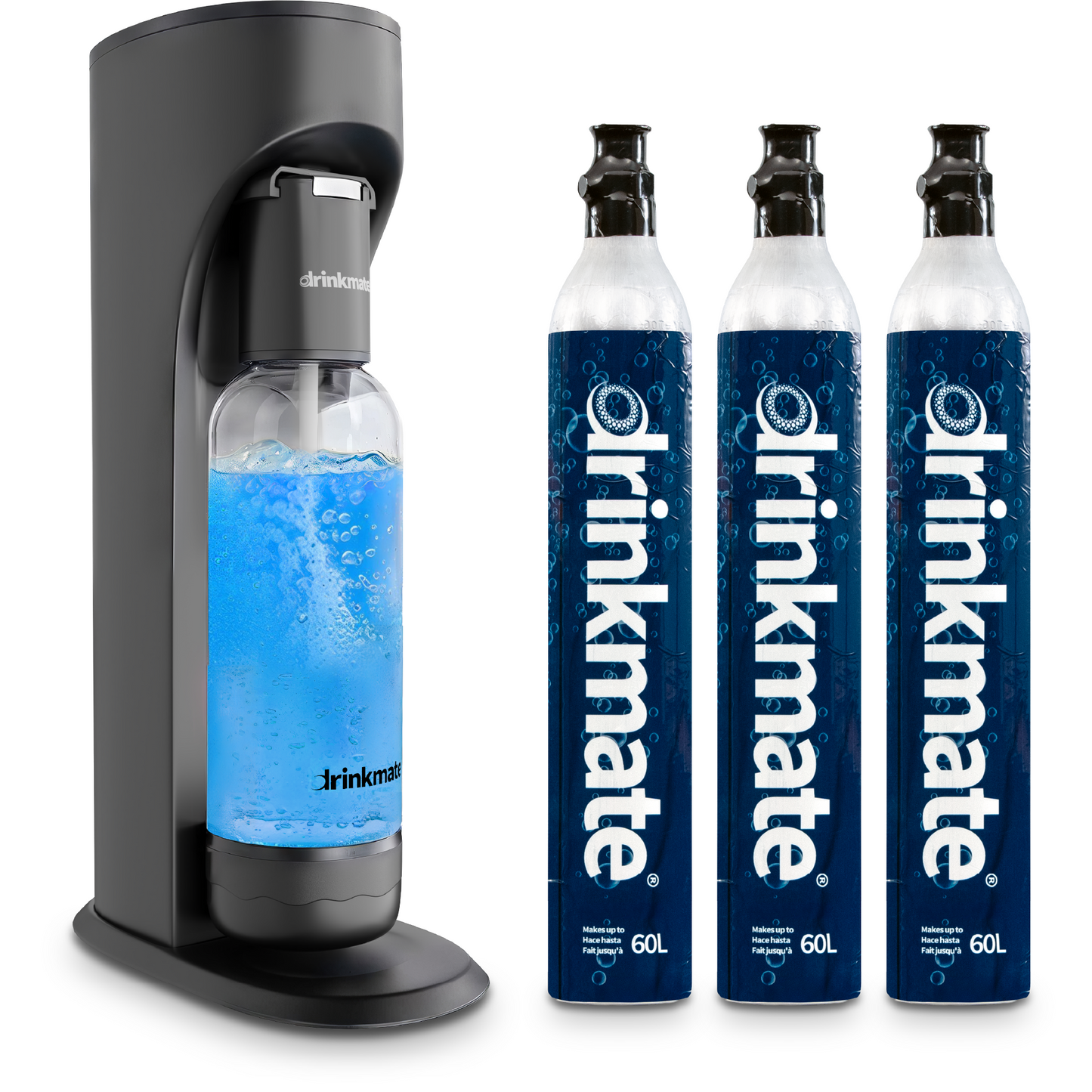 OmniFizz Plus Kit - Sparkling Water and Soda Maker with Three 60L CO2 Cylinders