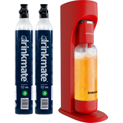 Drinkmate OmniFizz Sparkling Water and Soda Maker, Carbonates Any Drink, Bubble Up Bundle - Includes Two 60L CO2 Cylinders