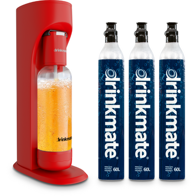 OmniFizz Plus Kit - Sparkling Water and Soda Maker with Three 60L CO2 Cylinders
