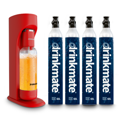OmniFizz Premium Kit - Sparkling Water and Soda Maker with Four 60L CO2 Cylinders