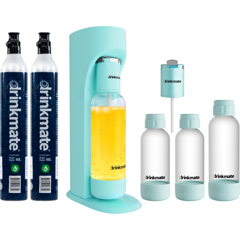 Drinkmate Omnifizz Sparkling Water Maker Bundle - Carbonates Any Drink, Includes CO2, Bottle & Lemonade Syrup