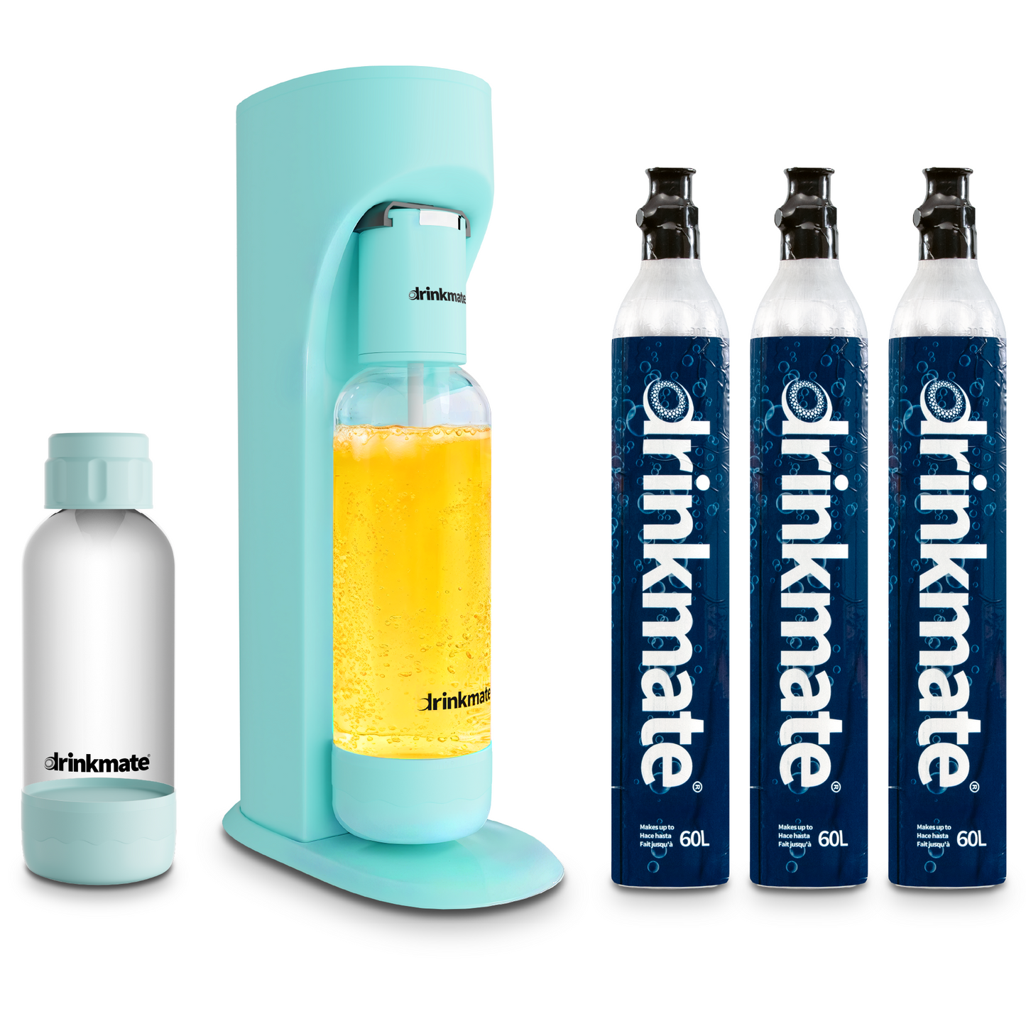 OmniFizz Ultimate Bundle - Sparkling Water and Soda Maker with Three 60L CO2 Cylinders and 0.5L Bottle