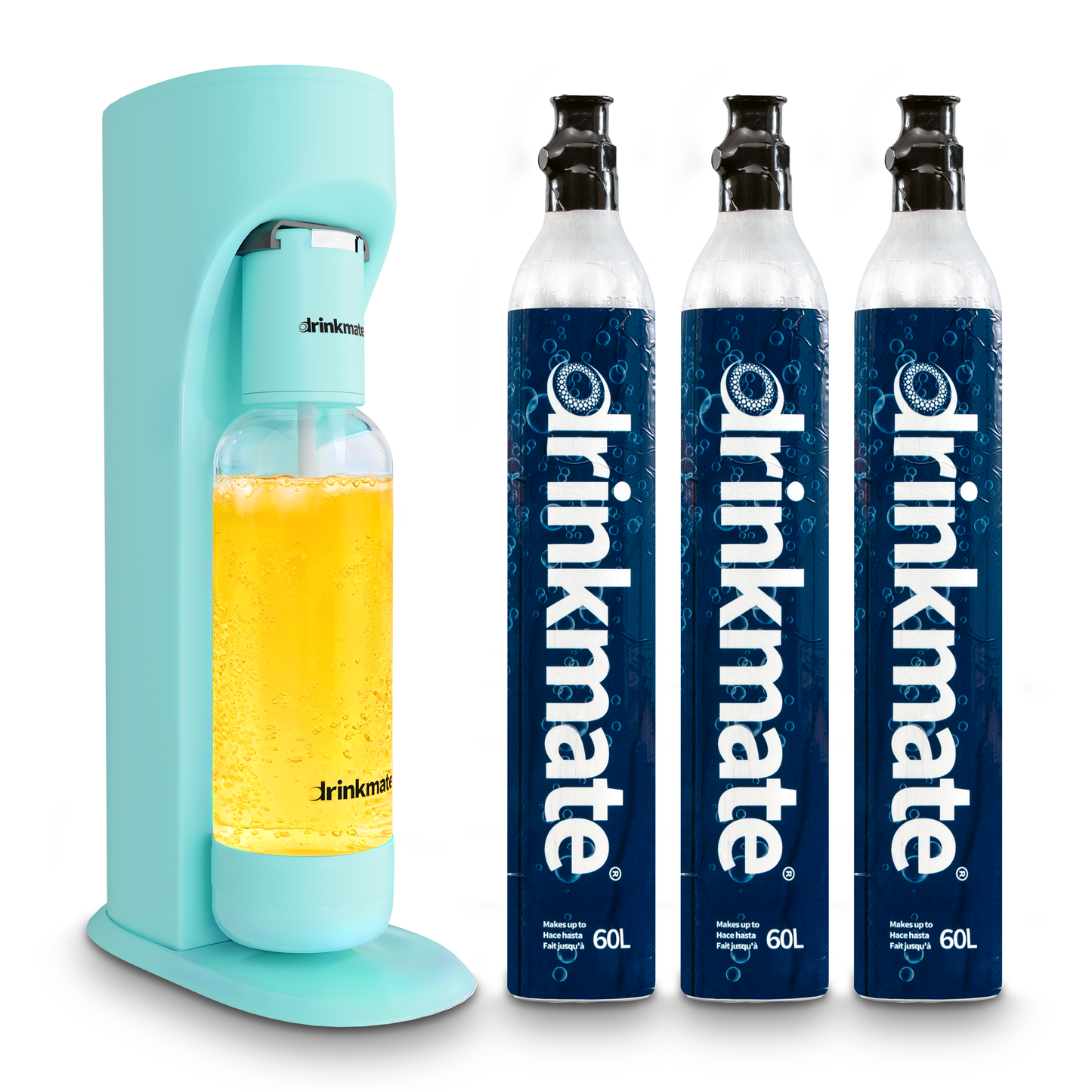 OmniFizz Plus Kit - Sparkling Water and Soda Maker with Three 60L CO2 Cylinders