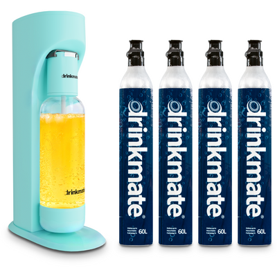 OmniFizz Premium Kit - Sparkling Water and Soda Maker with Four 60L CO2 Cylinders