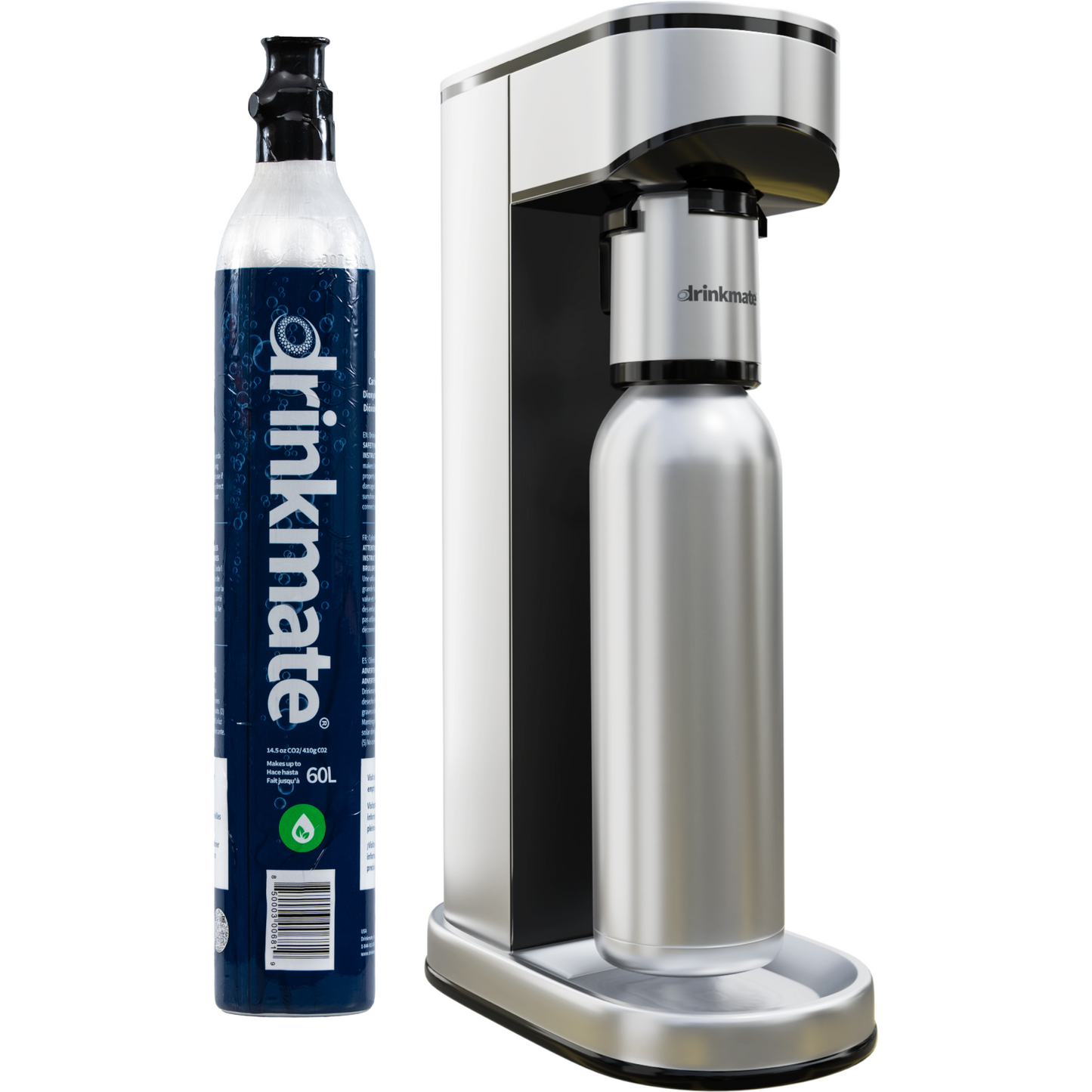 LUX Stainless Steel Carbonator, with 0.7L Stainless Steel Bottle and 60L CO2 Cylinder