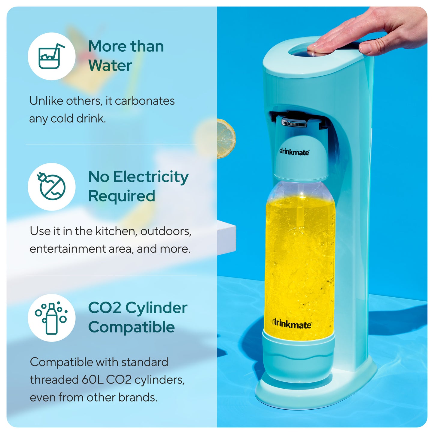OmniFizz Without CO2, Sparkling Water and Soda Maker, Carbonates ANY Drink