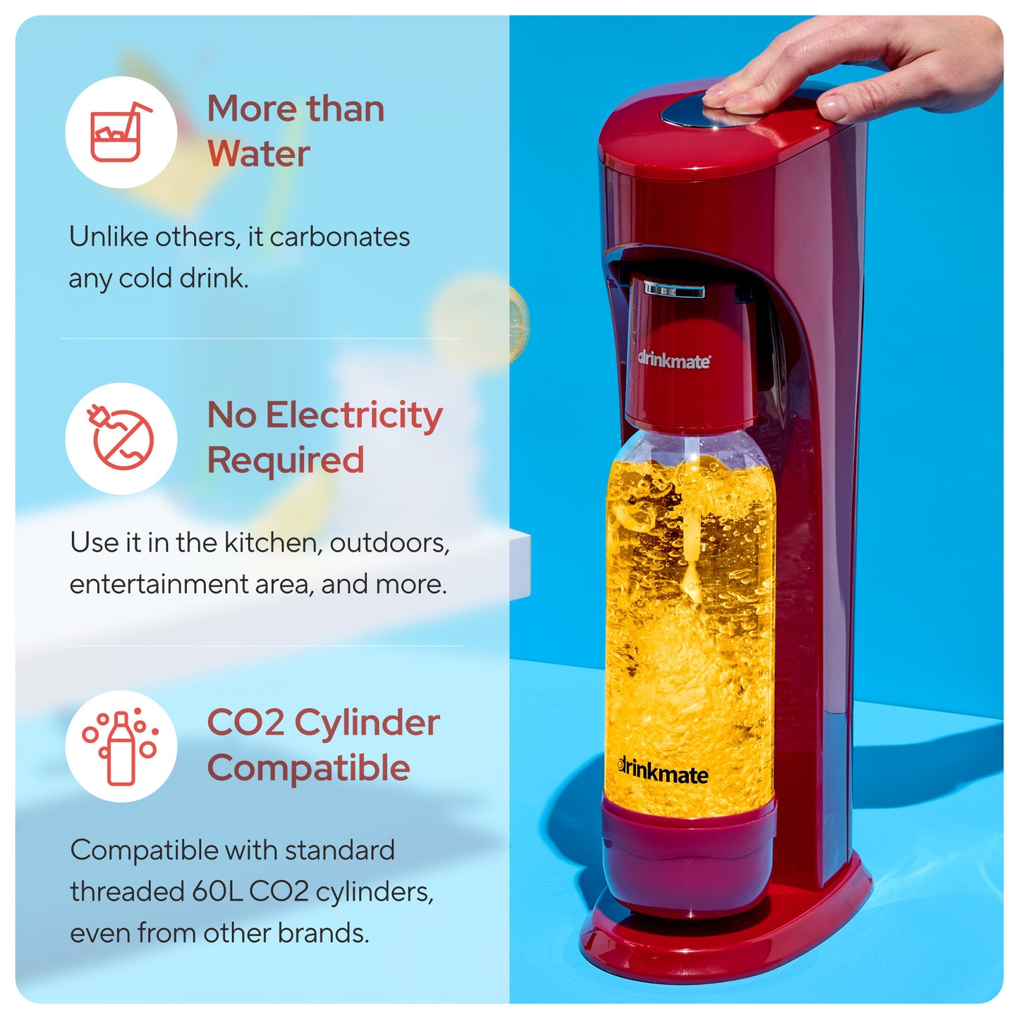 OmniFizz Without CO2, Sparkling Water and Soda Maker, Carbonates ANY Drink