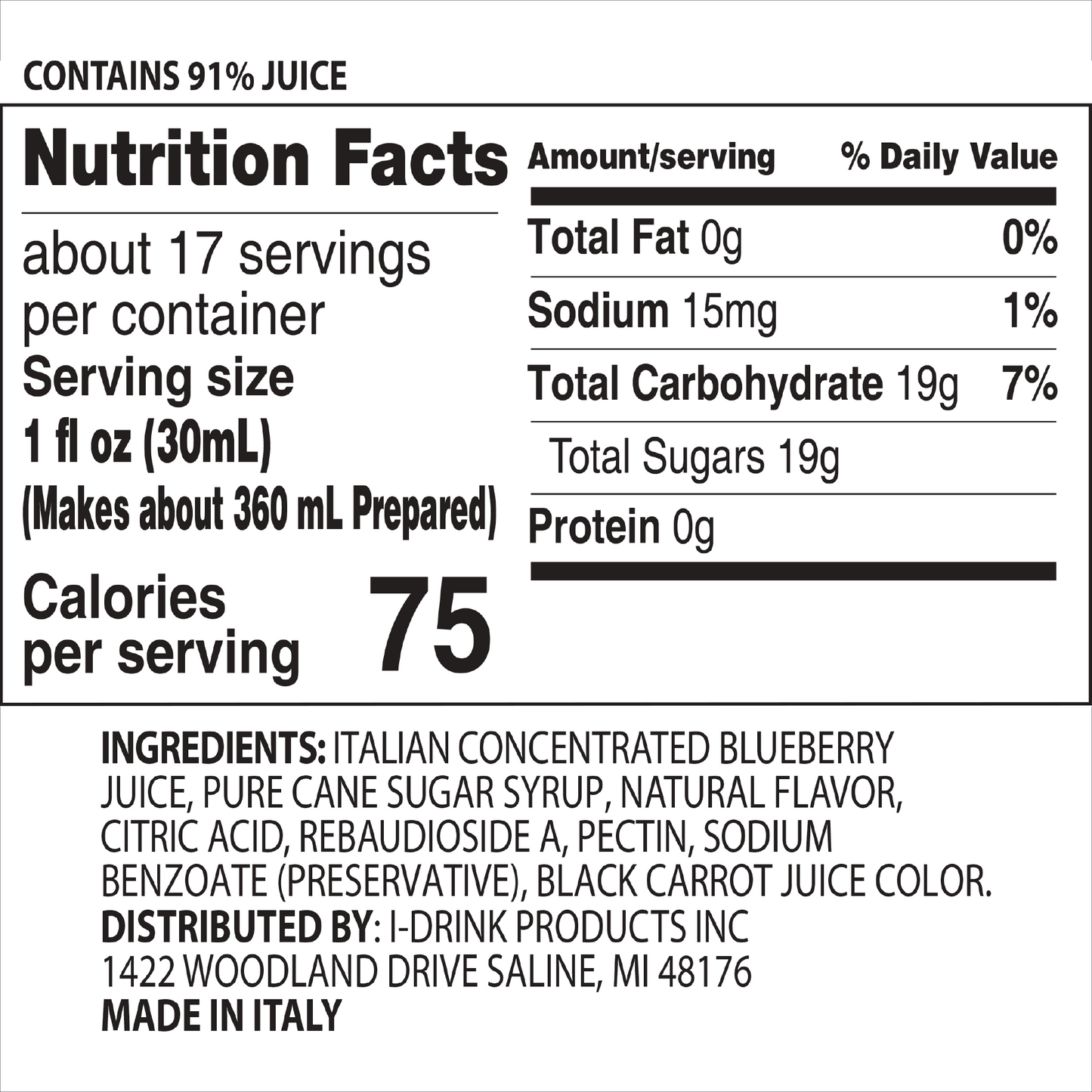 Blueberry Premium Italian Syrup