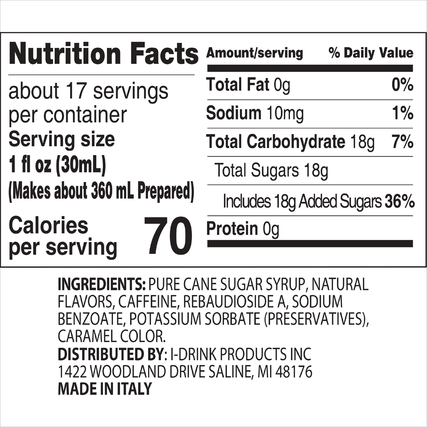 Cola Premium Italian Syrup