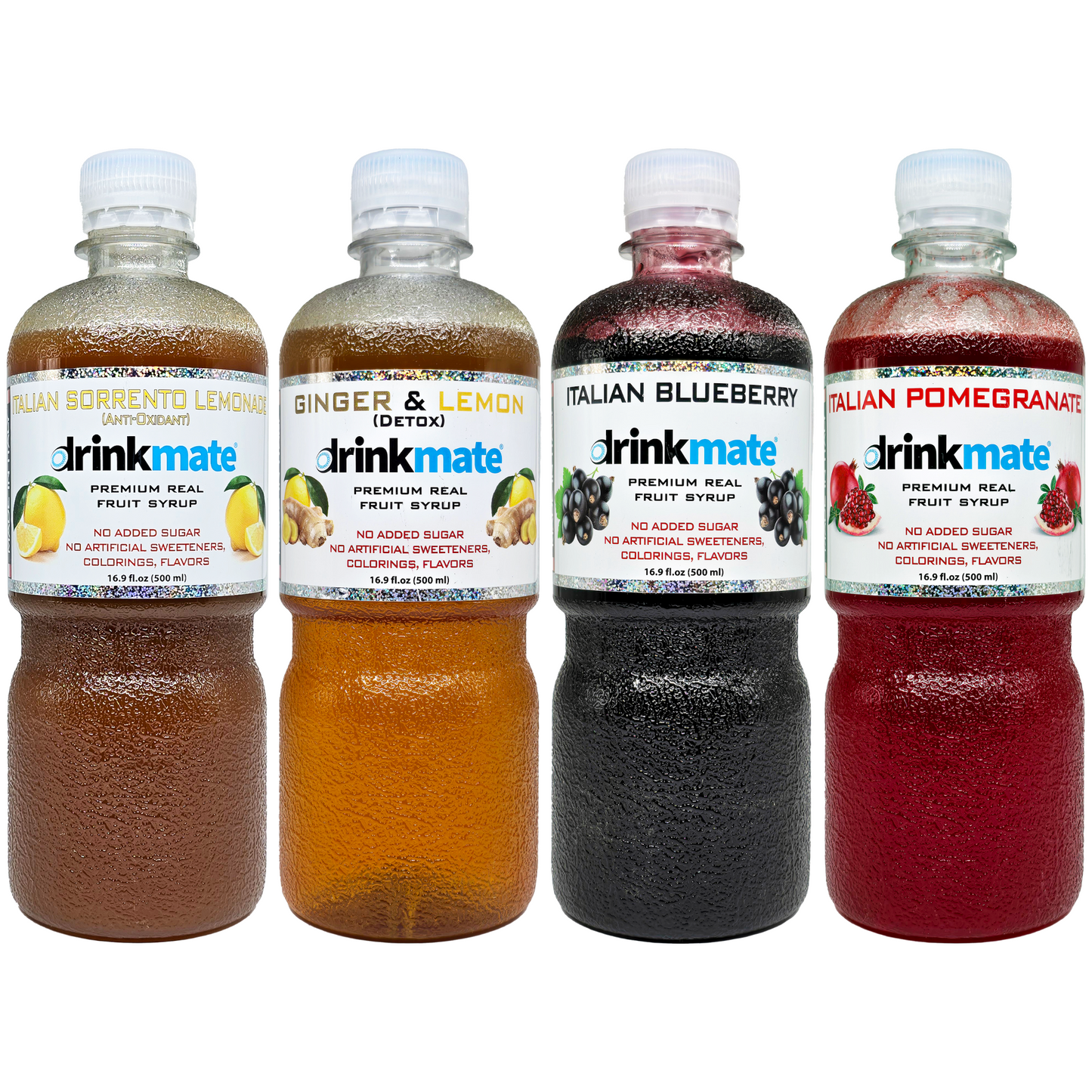 Premium Italian Syrup, Variety Pack (Blueberry, Ginger & Lemon, Pomegranate, Sorrento Lemonade)