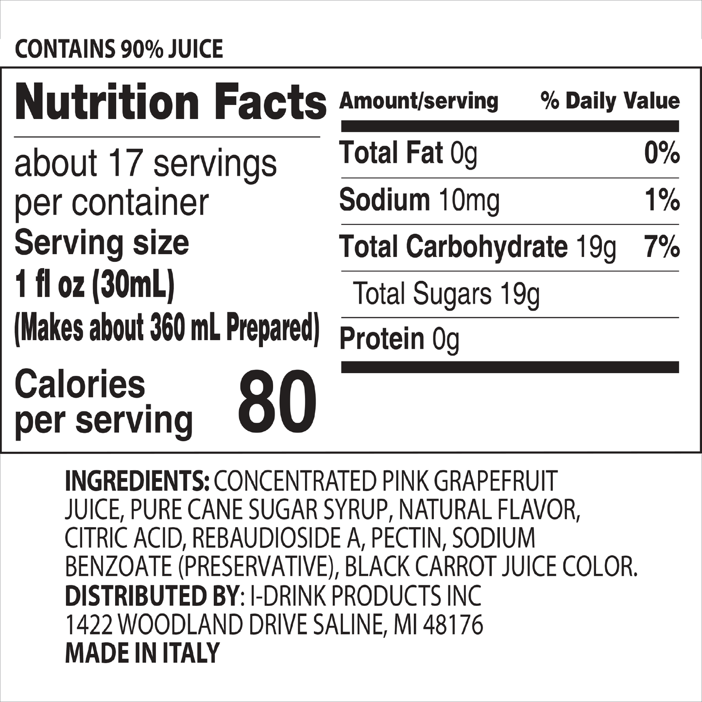 Pink Grapefruit Premium Italian Syrup