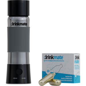 instaFizz Stainless Steel Water Bottle Bundle with 10 CO2 Cartridges (Plus Silicone Sleeve)