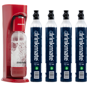 OmniFizz Sparkling Water and Soda Maker, Carbonates ANY Drink, Four Cylinder Bundle
