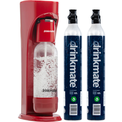 Drinkmate OmniFizz Sparkling Water and Soda Maker, Carbonates Any Drink, Bubble Up Bundle - Includes Two 60L CO2 Cylinders