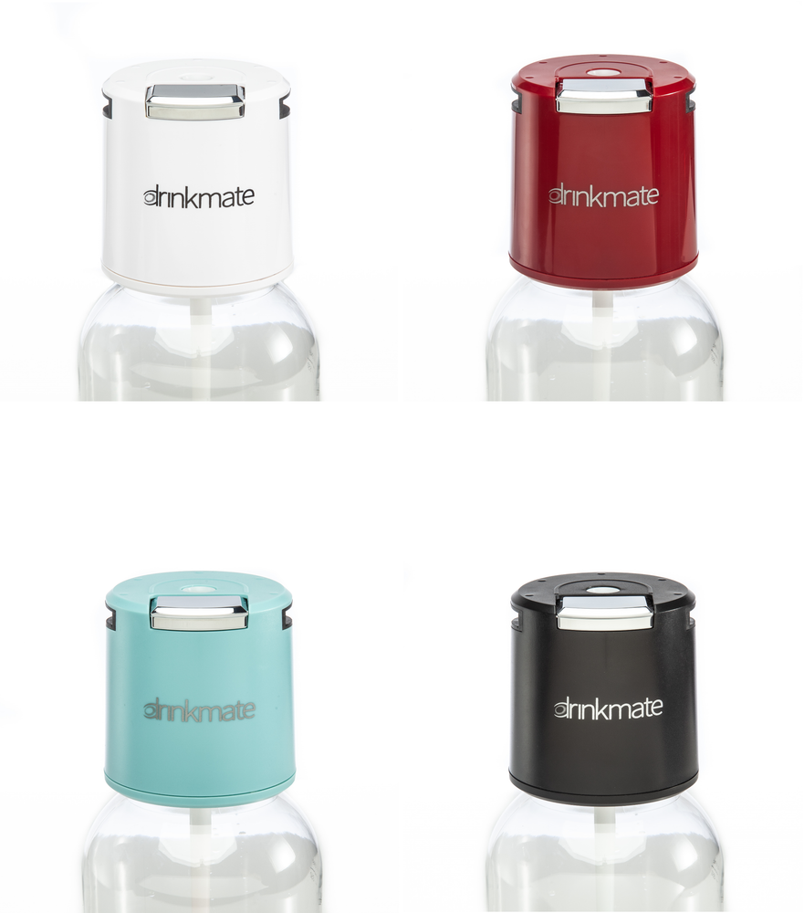 fizz infusers in white, red, arctic blue, and black